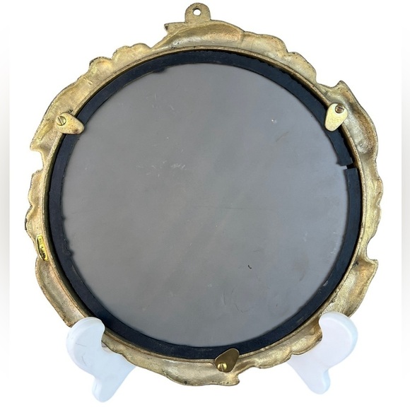 Vintage Dolphin Round Accent Wall Mirror Boho Vibes Brass Tone Heavy Taiwan 8x8 - Picture 6 of 7